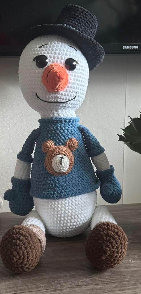 handgemaakte sneeuwpop van +-48cm, Kinderen en Baby's, Speelgoed | Knuffels en Pluche, Nieuw, Ophalen of Verzenden