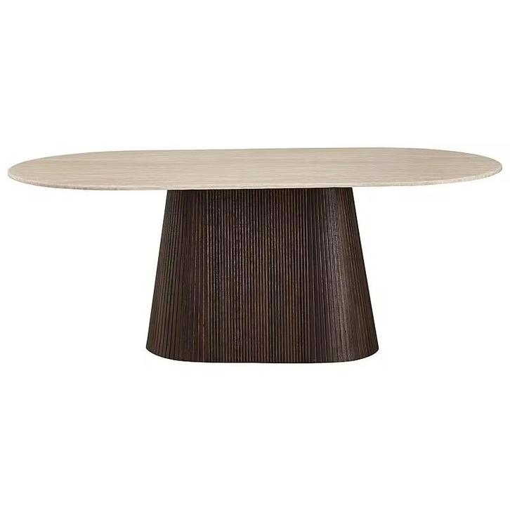 Eettafel Travertino 210 cm – Stijlvolle Travertin, Huis en Inrichting, Tafels | Eettafels, Nieuw, Verzenden