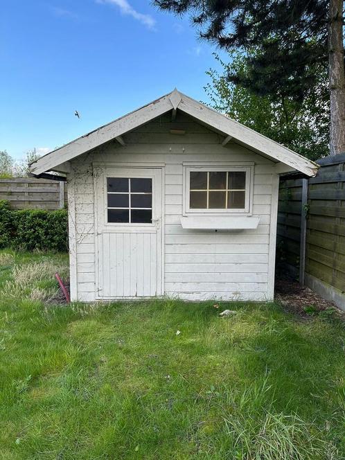 Groot tuinhuis met dakgoot, Tuin en Terras, Tuinhuizen, Gebruikt, Tuinhuis, Hout, 250 tot 300 cm, 200 tot 400 cm, 1 raam, Ophalen