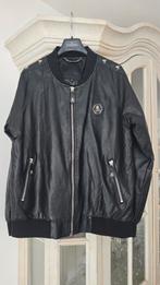 Philipp Plein lether Bomber jacket, Maat 52/54 (L), Zwart, Ophalen of Verzenden, Zo goed als nieuw