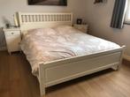 VERKOCHT ! Ikea Hemnes bed 160x200 + 2 nachttafeltjes, Huis en Inrichting, Slaapkamer | Bedden, Ophalen, Gebruikt, Wit, Tweepersoons