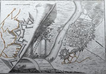 Kaart van Antwerpen uit 1746 (originele gravure) beschikbaar voor biedingen