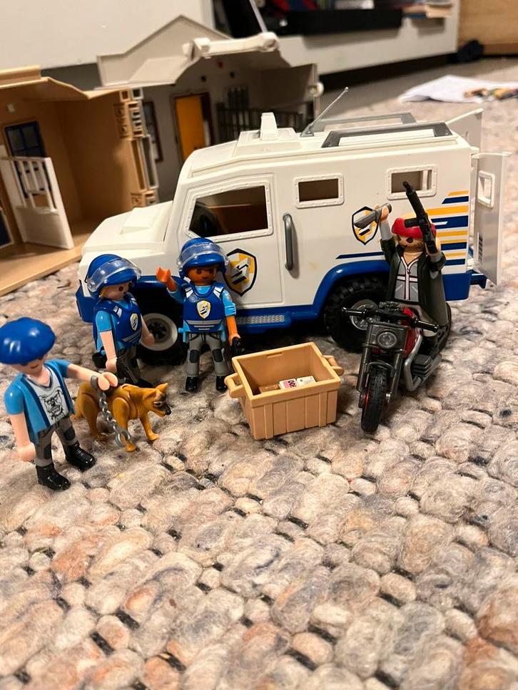 Playmobil geldtransport 9371 politiebus politie boef, Kinderen en Baby's, Speelgoed | Playmobil, Gebruikt, Ophalen of Verzenden