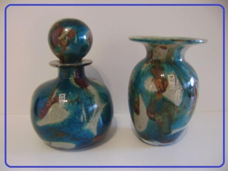 MDINA MALTA set van 2 stuks in meerlagig glas , getekend., Antiek en Kunst, Antiek | Glaswerk en Kristal, Ophalen