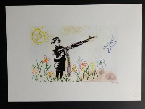 BANKSY EXTRA GROOT genummerd met stempel, Antiek en Kunst, Kunst | Litho's en Zeefdrukken, Ophalen of Verzenden