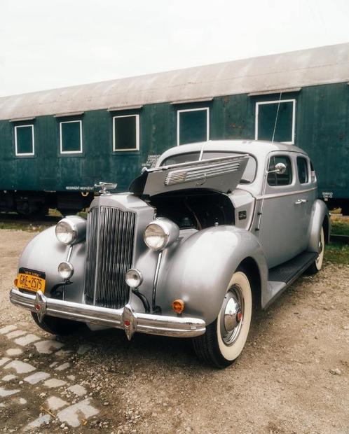 Packard Touring Eight 1938, Auto's, Overige Auto's, Particulier, Benzine, 5 deurs, Handgeschakeld, Zilver of Grijs, Bruin, Leder en Stof