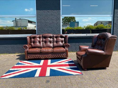Springvale Chesterfield 3+1 zit zetels bruin GRATIS GELEVERD, Antiek en Kunst, Antiek | Meubels | Stoelen en Sofa's, Ophalen of Verzenden