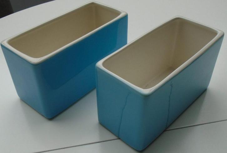 BAKJES, SCHAALTJES, POTJES, GEGLAZUURD BLAUW 18X10X8 CM, Jardin & Terrasse, Pots de fleurs, Neuf, Poterie, Intérieur, Moins de 40 cm