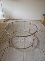 Leuk salontafel glas met zacht goude look, Ophalen, Gebruikt, Glas