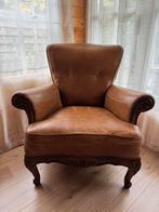 Mooie lederen fauteuil cognac bruin in (zeer) goede staat, Huis en Inrichting, Fauteuils, Ophalen, Gebruikt, Landelijk, 75 tot 100 cm