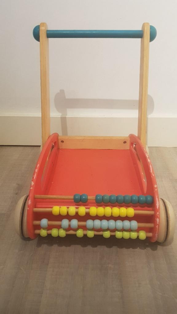Janod houten wandelwagen, Kinderen en Baby's, Speelgoed | Houten speelgoed, Gebruikt, Duw- of Trekspeelgoed, Ophalen