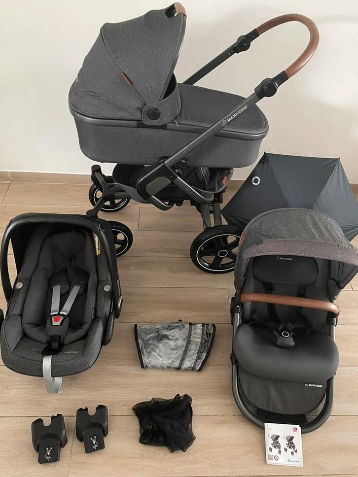 Maxi-Cosi Nova 4 Sparkling Gray kinderwagen – 3 in-1 Set, Kinderen en Baby's, Buggy's, Zo goed als nieuw, Maxi-Cosi, Regenhoes