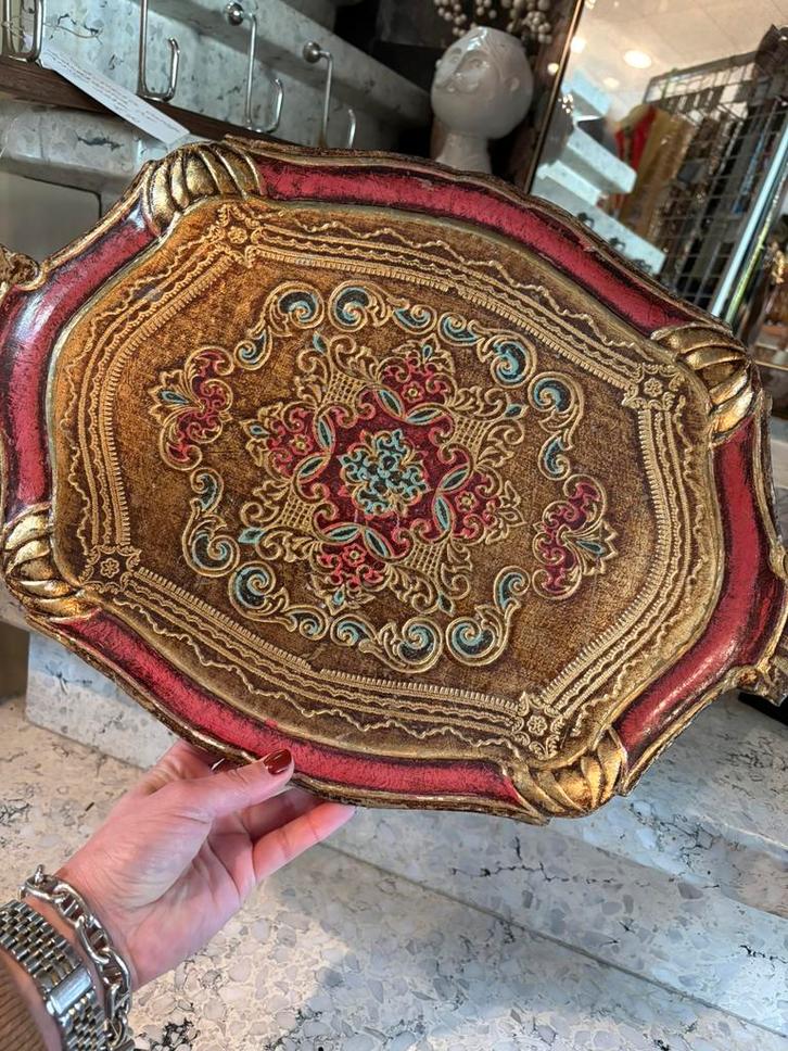 Vintage Florentijns dienblad, Huis en Inrichting, Woonaccessoires | Dienbladen, Zo goed als nieuw, Hout, Ophalen of Verzenden