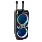 Bluetooth speaker met accu en lichteffecten en microfoons, Ophalen of Verzenden, Nieuw, Microfoon(s)