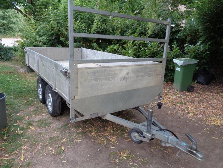 plateau alu dubbelas merkpaatje 750kg 3.07/1.55m, Auto diversen, Aanhangers en Bagagewagens, Gebruikt, Ophalen