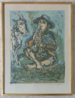 WALTER SPITZER / FLUITSPELER / KLEURLITHO / 65x48cm / KADER, Antiek en Kunst, Kunst | Litho's en Zeefdrukken, Ophalen of Verzenden