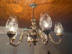 Grote kroonluchter met handgeblazen kelken, Huis en Inrichting, Lampen | Kroonluchters, Ophalen, Gebruikt, Glas