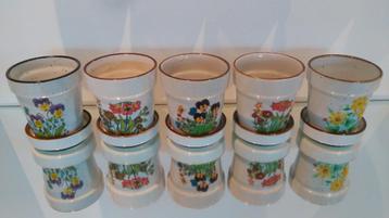 Vintage bloempot botanica porselein 5 potjes cactussen beschikbaar voor biedingen