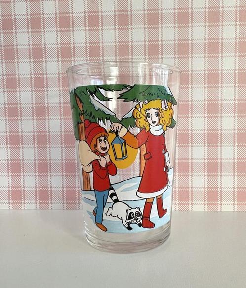 Verre à moutarde Candy et Capucin dans la neige - 1978, Verzamelen, Glas en Drinkglazen, Gebruikt, Waterglas, Ophalen of Verzenden