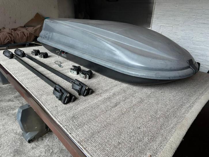 Cam Sport 431 Roof Box + Lockable Roof Bars, Autos : Divers, Porte-bagages, Utilisé, Enlèvement