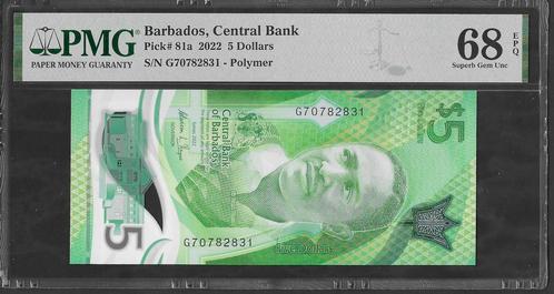 Barbados - 5 dollar 2022 - Pick 81a - PMG 68! - EPQ, Postzegels en Munten, Bankbiljetten | Oceanië, Los biljet, Ophalen of Verzenden