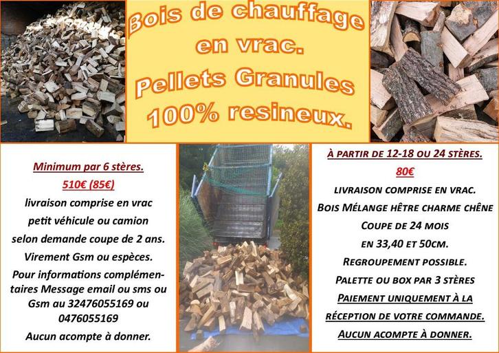 Bois chauffage mélange bois dur 2ans hiver 2025 sans acompte, Tuin en Terras, Brandhout, Blokken, Beukenhout, 6 m³ of meer, Verzenden