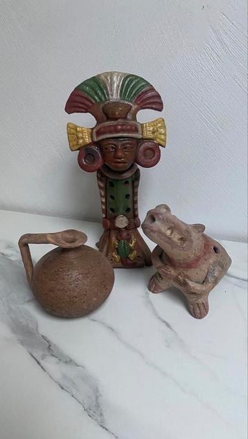 3 beeldjes Mexico aztec Maya’s pre-Columbiaans fluit  beschikbaar voor biedingen