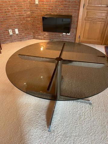Table à manger ronde vintage en verre '70, Maison & Meubles, Tables | Tables à manger, Enlèvement, Comme neuf