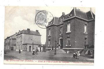 Monceau-sur-Sambre NA60: Hôtel de Ville et Ecole des Garçons, Envoi, Avant 1920, Affranchie, Hainaut