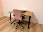 Eettafel of bureau 90x160 eik met metalen poot, Huis en Inrichting, Bureaus, Ophalen, Zo goed als nieuw, Bureau
