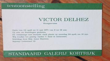 carton d'invitation Victor Delhez gravures sur bois Kortrijk disponible aux enchères