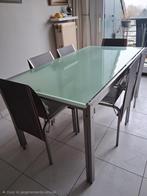 ​Unieke Belgo Chrom Eetkamerset, Huis en Inrichting, Tafels | Eettafels, Ophalen, Glas