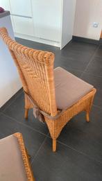 Rieten stoelen met kussens, Huis en Inrichting, Stoelen, Ophalen, Gebruikt, Bruin, Klassiek