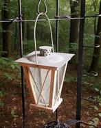 Lantaarn in hout, metaal en glas voor buiten, Tuin en Terras, Overige typen, Nieuw, Ophalen of Verzenden, Waterbestendig