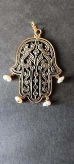 18k gouden hanger op zilver ,19 e eeuws., 4 tot 7 cm, Ophalen of Verzenden, Zo goed als nieuw, Met edelsteen