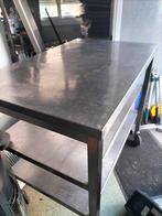 Inox werktafel met inox wielen, Tuin en Terras, Tuintafels, Ophalen