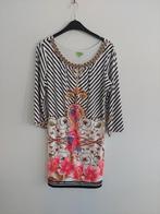 Zwart-wit kleed gestreept met bloemen K-Design, Kleding | Dames, Jurken, Maat 38/40 (M), K-design, Wit, Ophalen of Verzenden