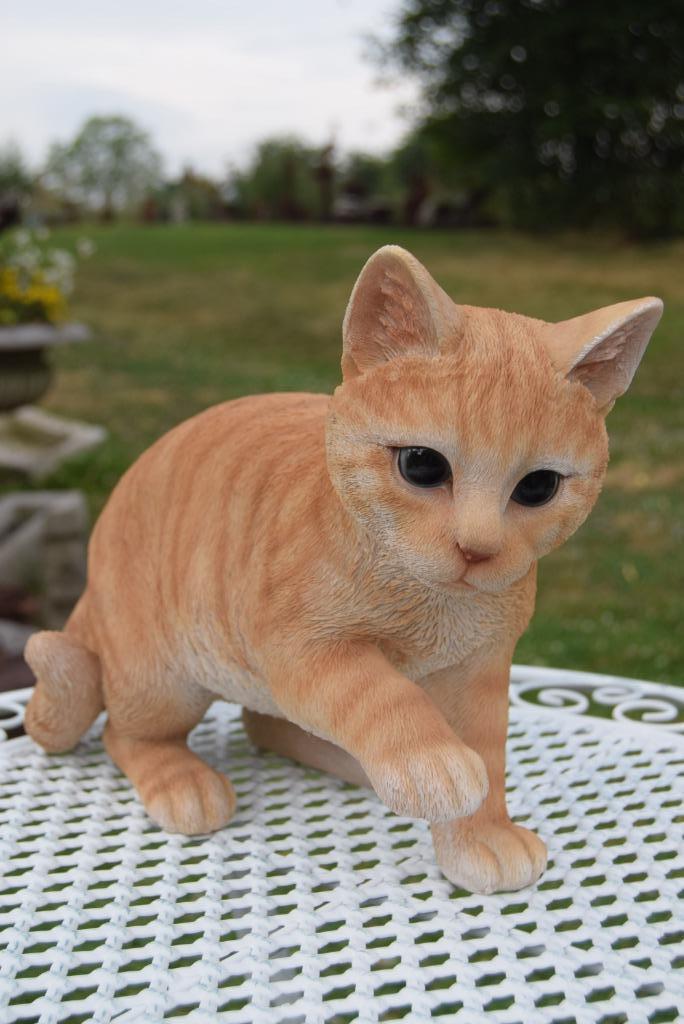 Superbe chat roux tigré en polyrésine de grande qualité, Enlèvement ou Envoi, Neuf, Animal