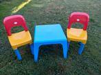 Plastiek tafel met stoeltjes, Kinderen en Baby's, Kinderkamer | Tafels en Stoelen, Ophalen, Zo goed als nieuw, Stoel(en)