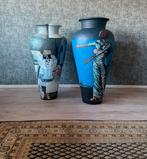 Set van 2 vintage grote handgemaakte vazen., Enlèvement ou Envoi