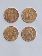 Set van 4 munten 20 Frank , Goud, Frankrijk, Goud, Frankrijk, Ophalen of Verzenden