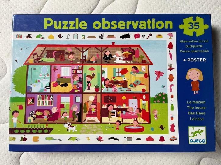 Puzzle Djeco observation « La maison » - 35 pcs - 3-5A, Kinderen en Baby's, Speelgoed | Kinderpuzzels, Zo goed als nieuw, 2 tot 4 jaar