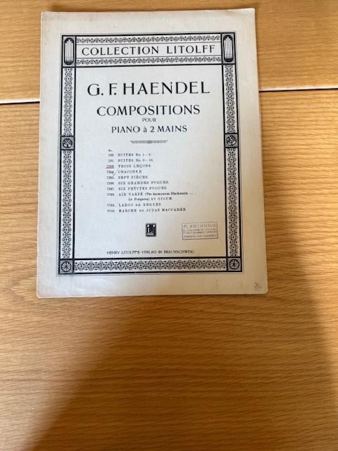 G.F. Haendel – Trois Leçons, Muziek en Instrumenten, Bladmuziek, Gebruikt, Artiest of Componist, Klassiek, Piano, Ophalen of Verzenden