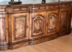 Eetkamer dressoir vitrine kast ronde tafel 6 stoelen antiek, Antiek en Kunst, Antiek | Meubels | Kasten, Ophalen