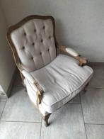Fauteuil, eik houten fauteuil, Linnen fauteuil, Huis en Inrichting, Fauteuils, Ophalen, 75 tot 100 cm, 50 tot 75 cm, Hout