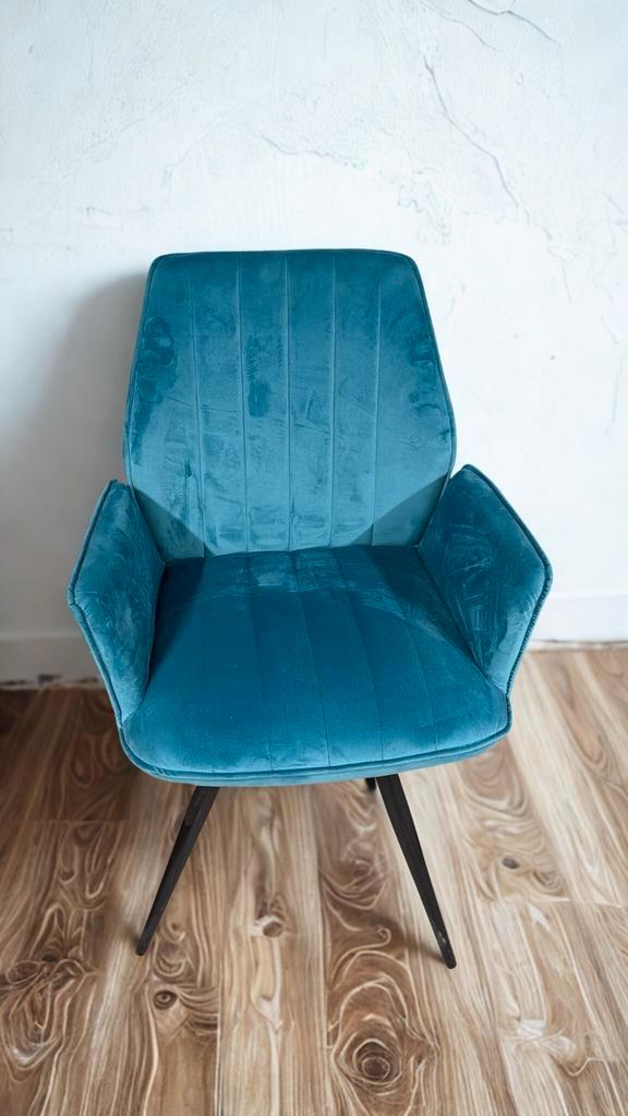 6 Chaises fauteuils en velour rotative, Maison & Meubles, Chaises, Bleu, Enlèvement