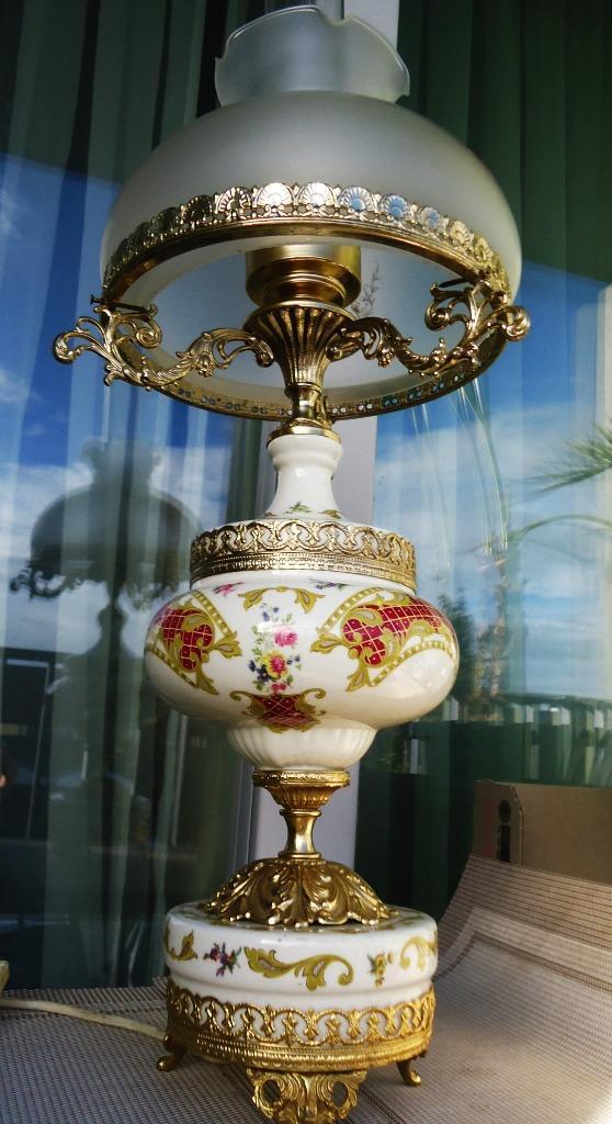 Lamp Kristal Porselein Brons Goud verguld H 70 Italië✨💎😍🤗, Antiek en Kunst, Antiek | Verlichting, Ophalen of Verzenden