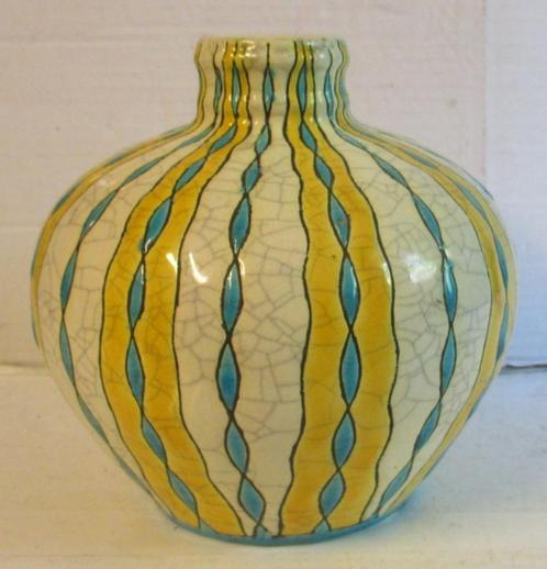 stijlzuivere art deco Boch Keramis Catteau blauw geel 167, Antiek en Kunst, Antiek | Keramiek en Aardewerk, Verzenden