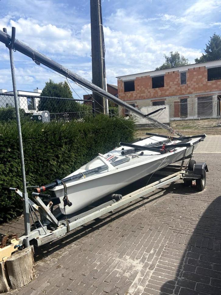 Musto skiff zeilboot, Watersport en Boten, Open zeilboten, Gebruikt, Overige typen, 3 tot 6 meter, Geen motor, Ophalen