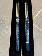 Pennen in blauwe marmeren, Verzamelen, Ophalen, Zo goed als nieuw, Vulpen, Waterman